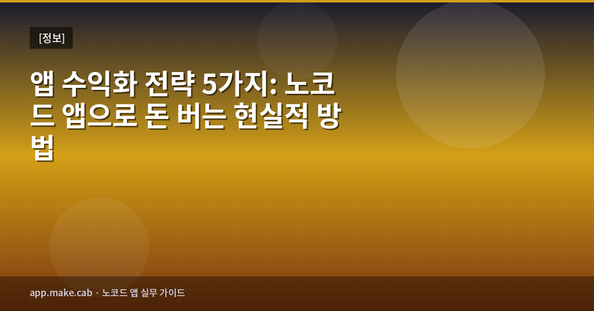 앱 수익화 전략 5가지: 노코드 앱으로 돈 버는 현실적 방법