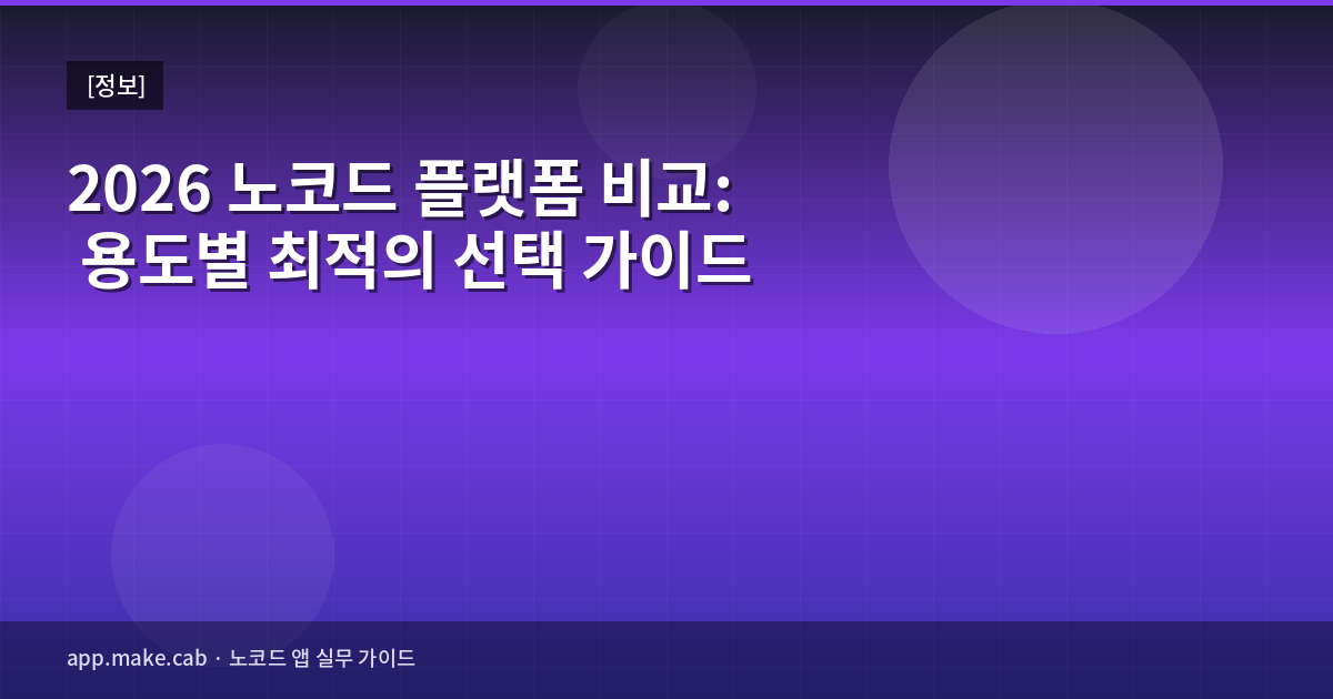 2026 노코드 플랫폼 비교: 용도별 최적의 선택 가이드