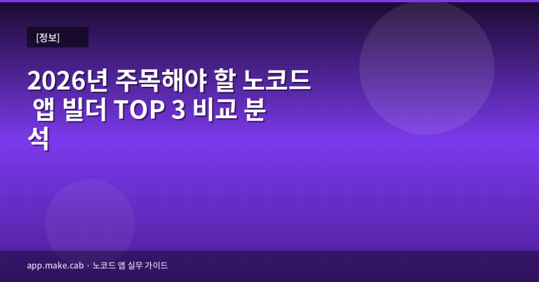 2026년 주목해야 할 노코드 앱 빌더 TOP 3 비교 분석